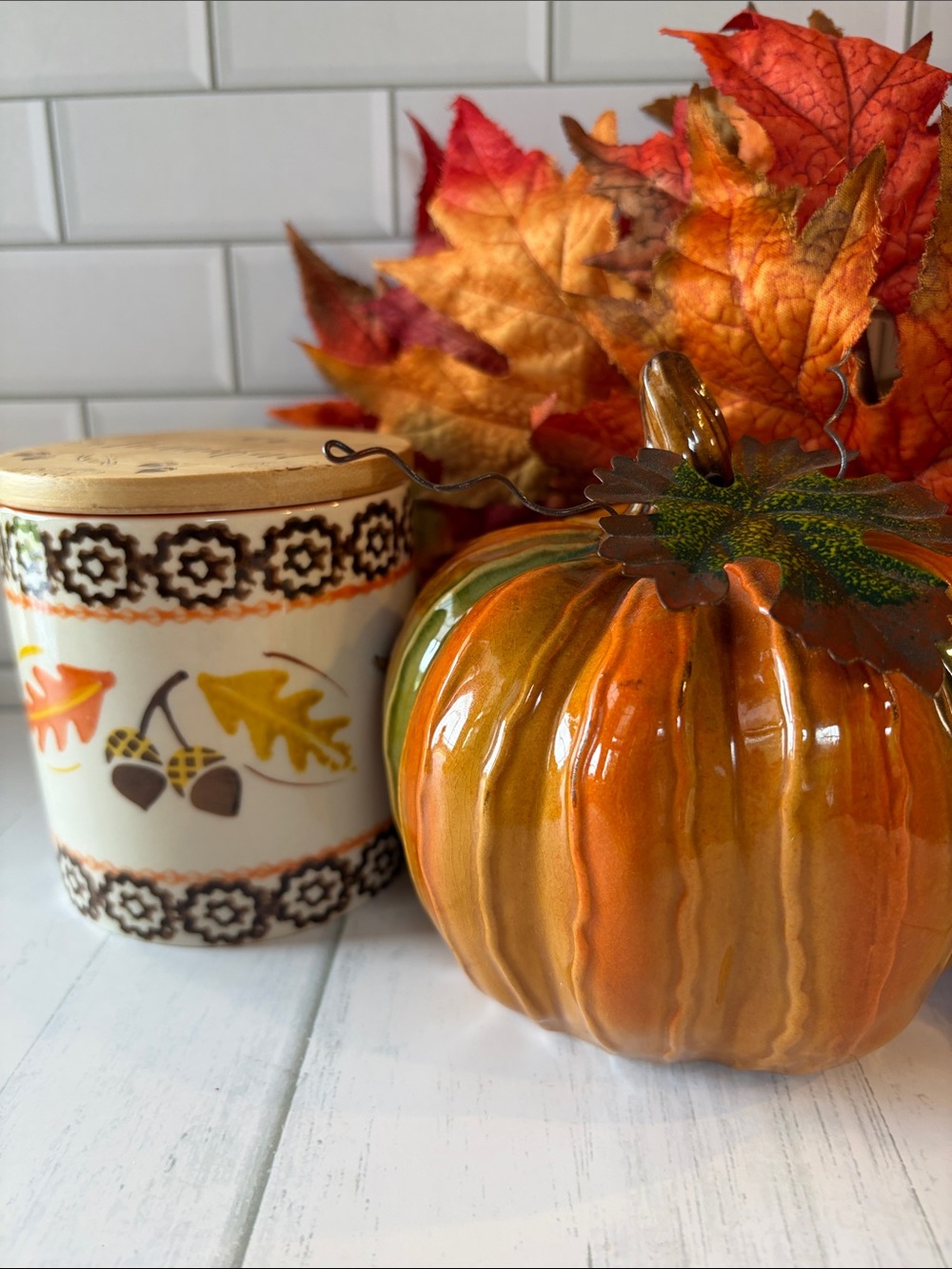 Temp-Tations Glossy Orange Ceramic Pumpkin Accent